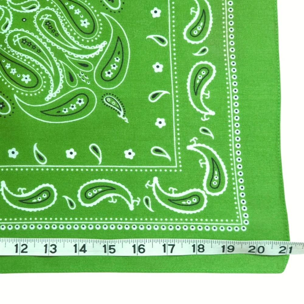 New 100% Cotton Square Scarf Bandana Handkerchief Green with Paisley Print
